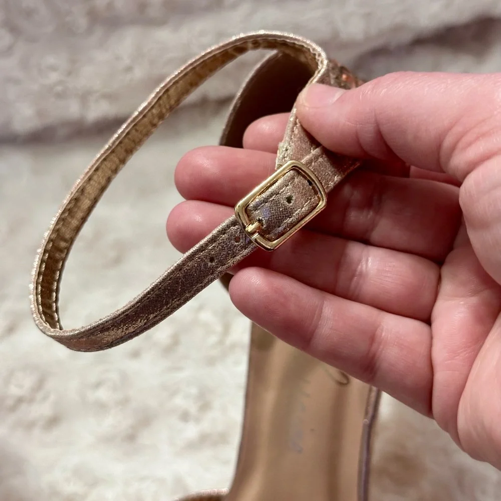 Lauren Lorraine Sparkling Rose Sling Back Pointy Toe Heels - Picture 12 of 13